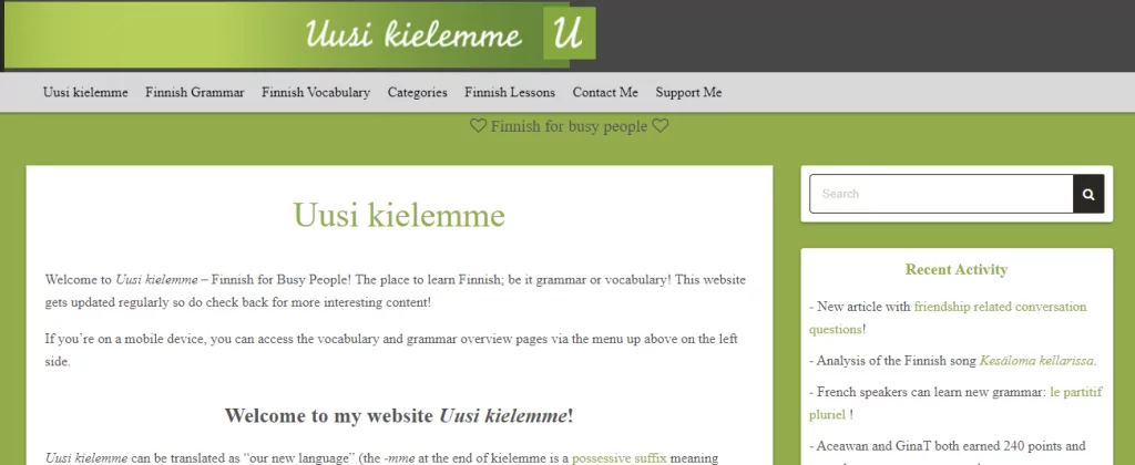 Uusi kielemme - Website