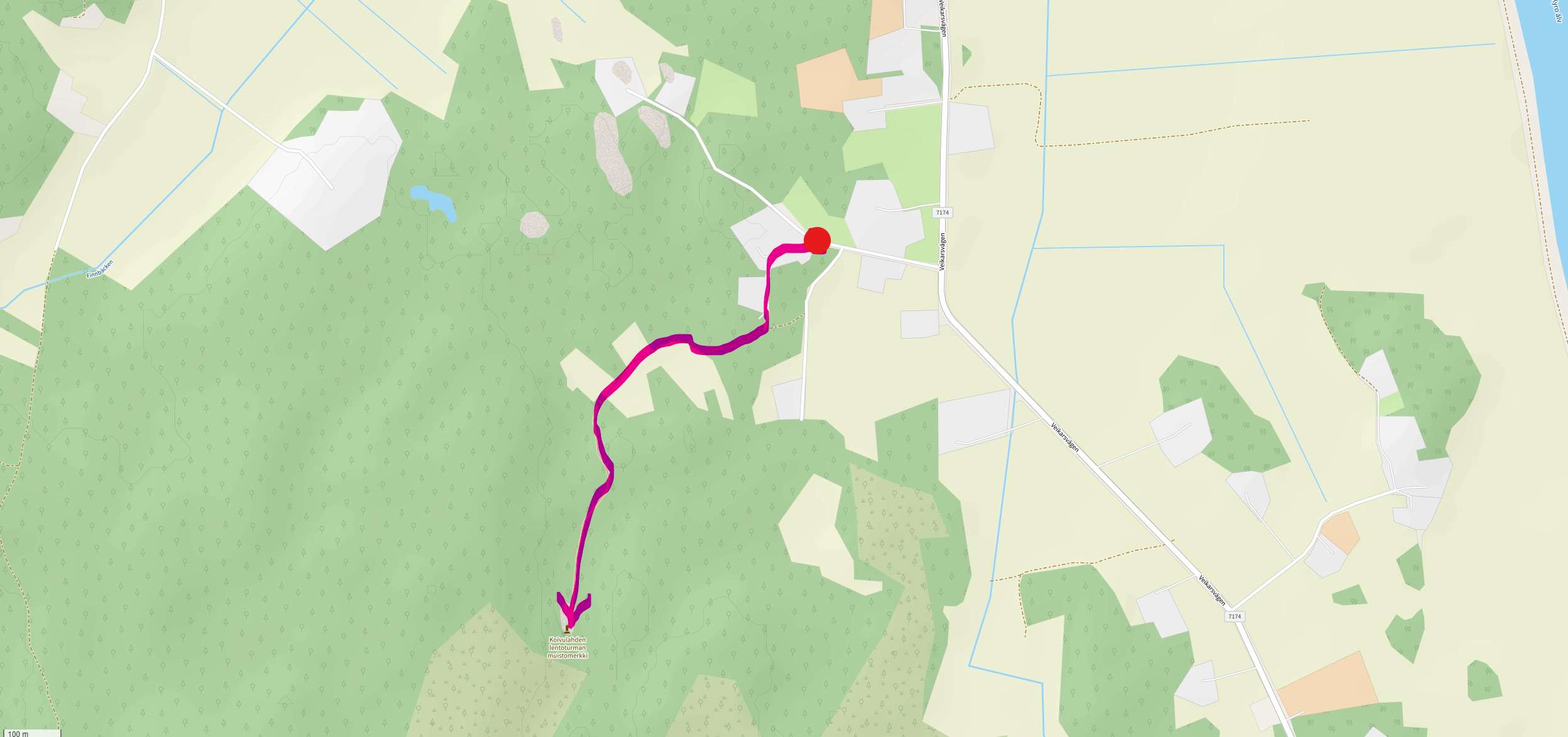 Route to the crash site