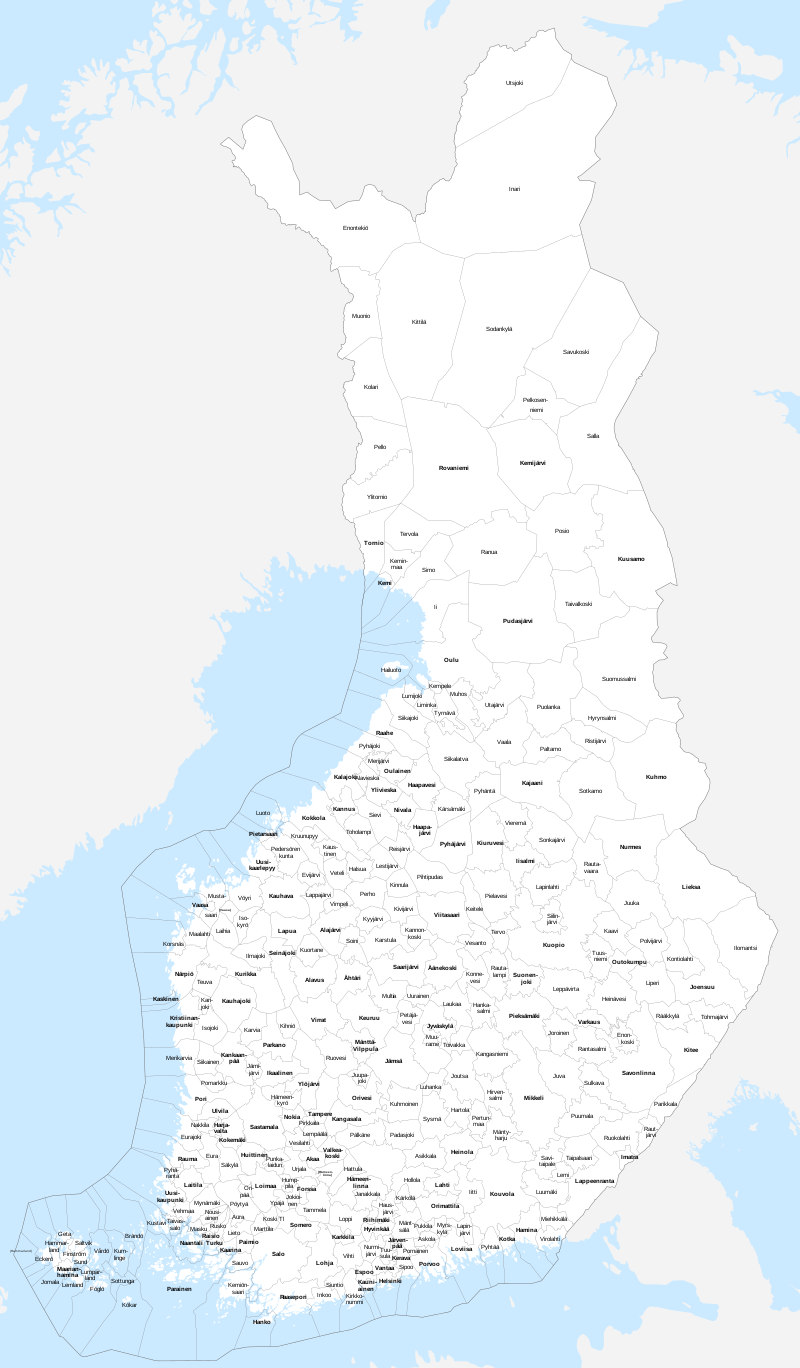 All Finnish municipalities on the map